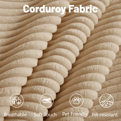 Canapé modulaire 3 places sans os, canapé modulaire Cloud avec assise profonde, canapé modulaire moderne 3 places avec coussins décoratifs Corduroy Fabri