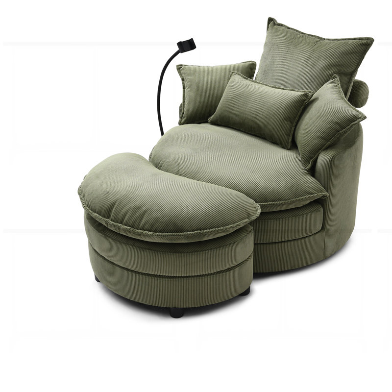 Fauteuil demi-tonneau pivotant à 360 °, Vert