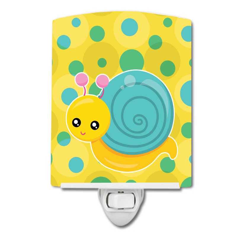 Snail on Polka Dots Ceramic Night Light