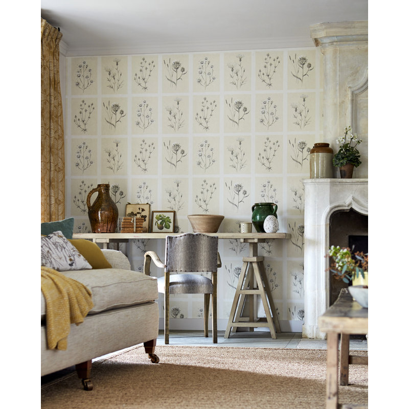 Thistles 10.05m x 52cm Matte Wallpaper Roll, Neutral
