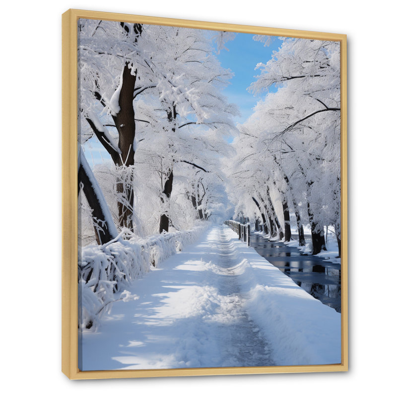 Winter Snowy Serenity VI, reproduction d'art sur toile, H 40 po x l 30 po x P 1,5 po, Cadre naturel flottant