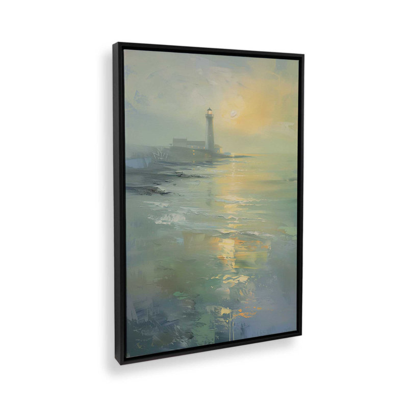 Guider Light V2 sur toile par Golden Glow Interiors, Cadre flottant noir satiné, H 14 po x l 10 po x P 1,75 po