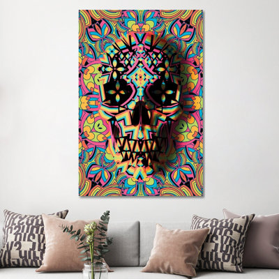 Skull Geo 1 Piece Wrapped Canvas Painting