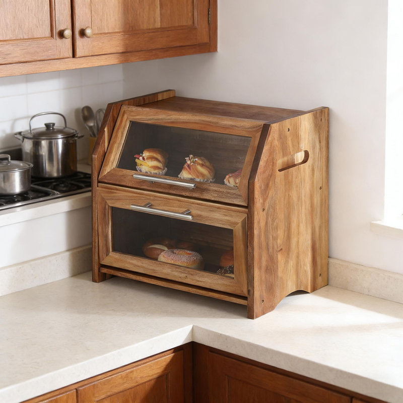 2 Layer Storage Box with Door Panels, Air Vents for Kitchen Countertop
