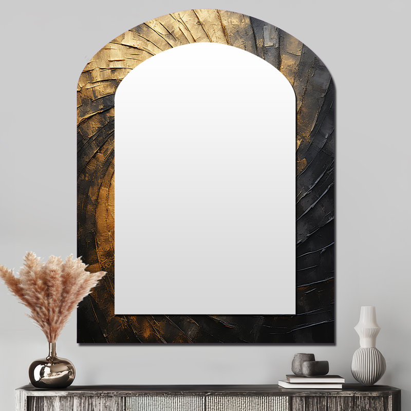 Miroir mural arqué or et noir Spiral Poteries I, 43 po x 33 po