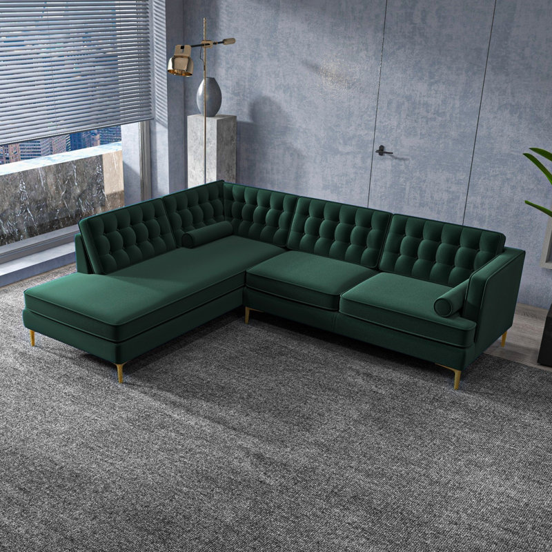 Shweta 104" Mid Century Modern Sofa & Chaise, Left Hand Facing