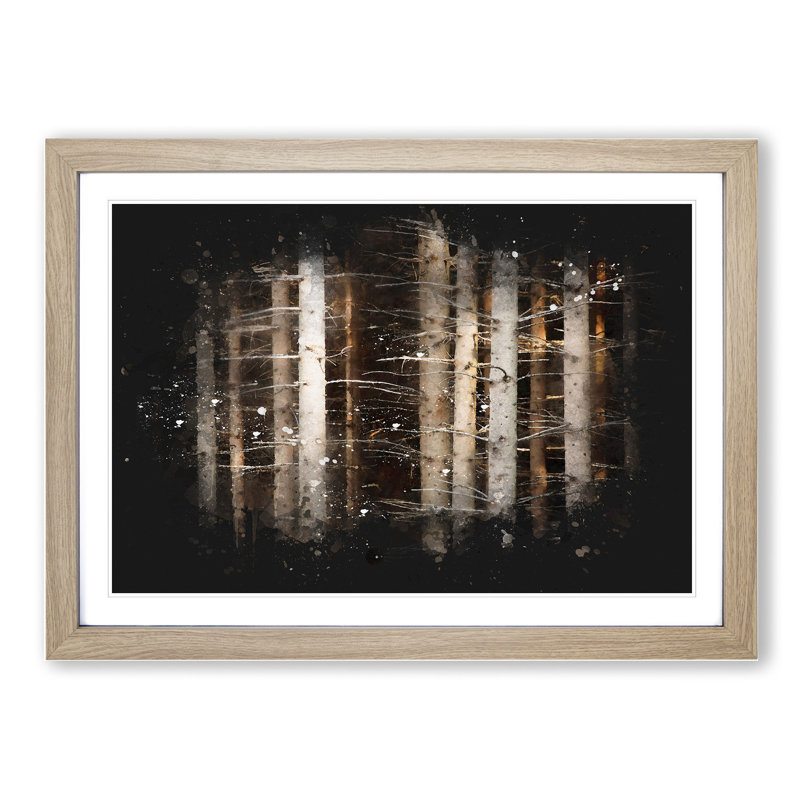 Bare Trees - Picture Frame Graphic Art, 27cm H x 36cm W x 2cm D, Oak