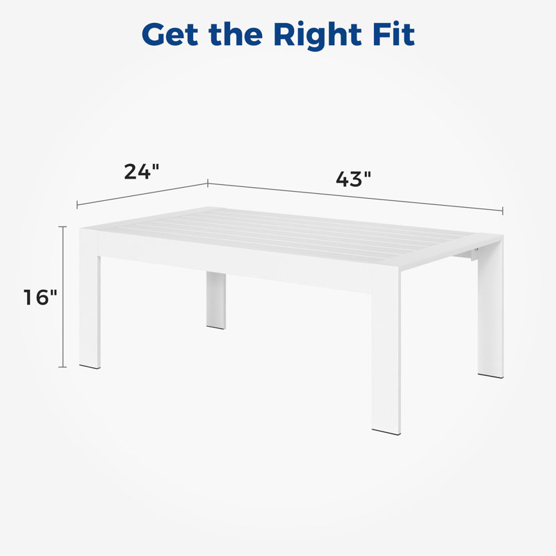 Table basse - Table légère en aluminium thermolaqué et verre - Utilisation polyvalente - Rectangulaire, Blanc