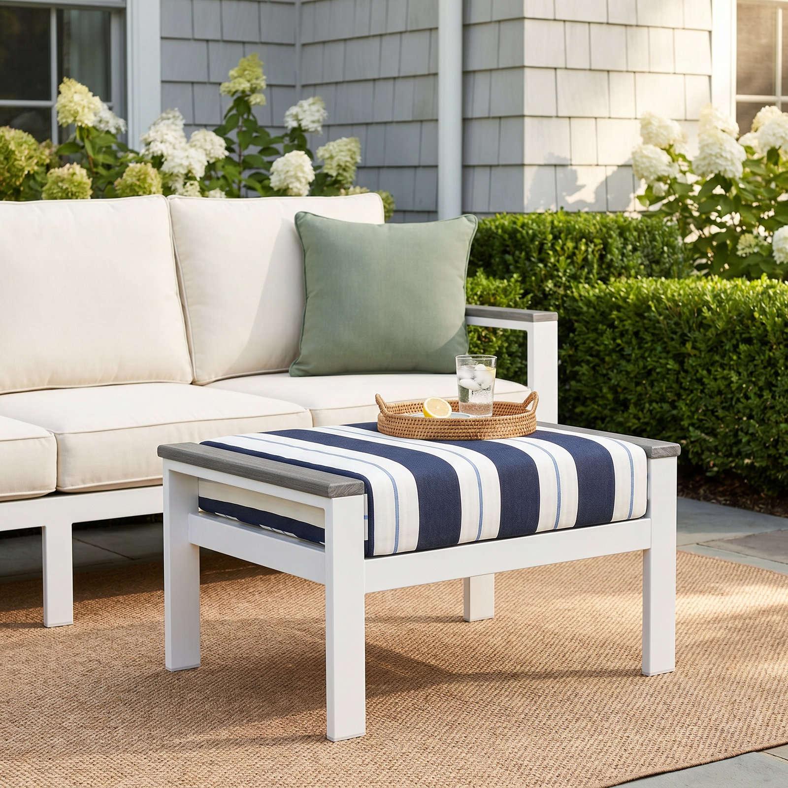 Townsend Sunbrella® Patio Ottoman, Coastal Gray