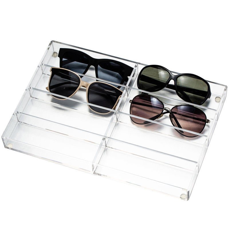 8 Slot Acrylic Sunglasses Jewellery Organiser Tray, Clear