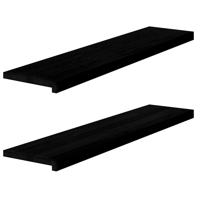 Stair Tread Solid Oak Wood 0.8 In, Retangle 9.8" x 3'7", Brown, 2 Pieces Included