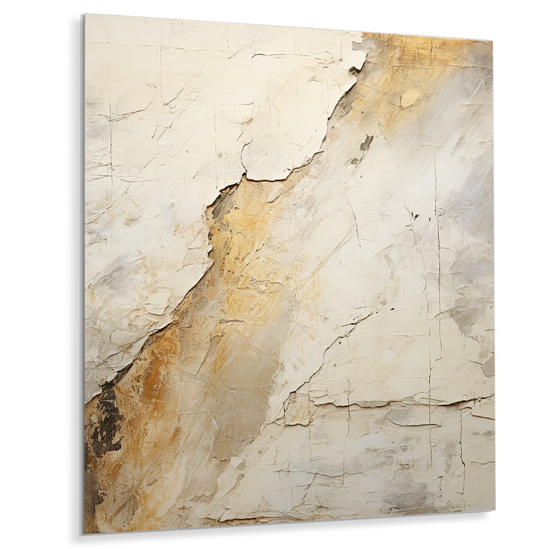 Earth Minimalist Fossils II - Abstract Collages, art mural en métal, H 40 po x l 30 po x P 1,5 po