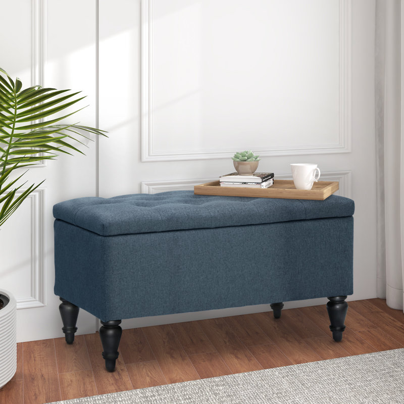 Banc de rangement rembourré Brenicia, Bleu marine
