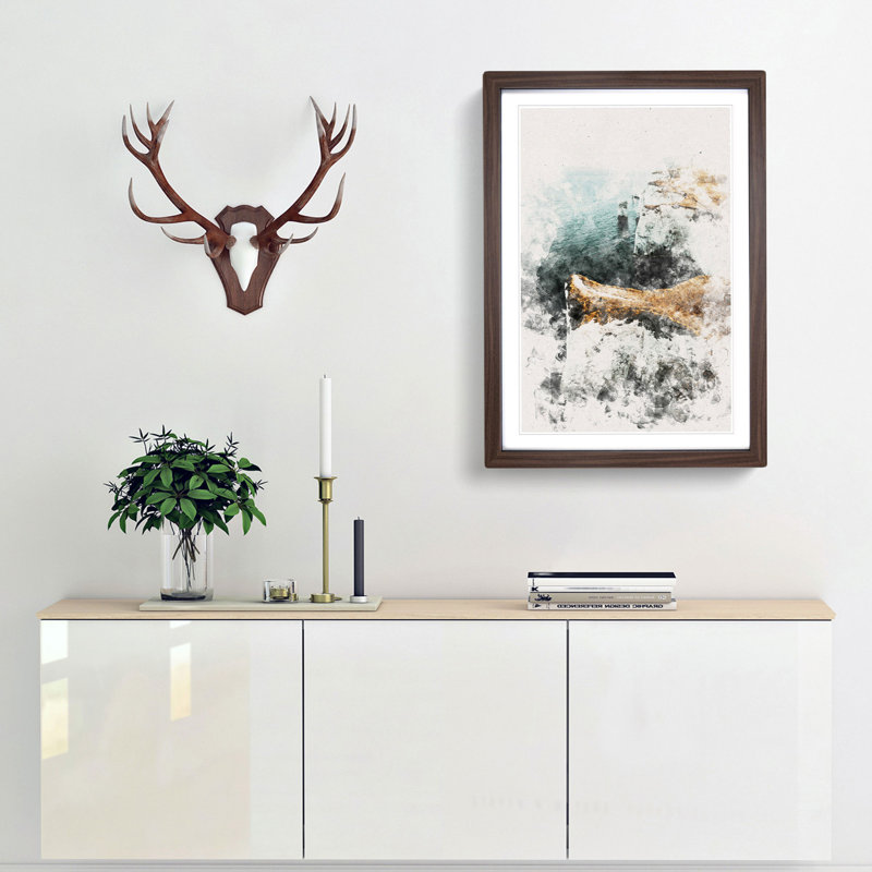 Old Harry Rocks in Dorset - Picture Frame Painting Print, 87cm H x 62cm W x 2cm D, Walnut Framed