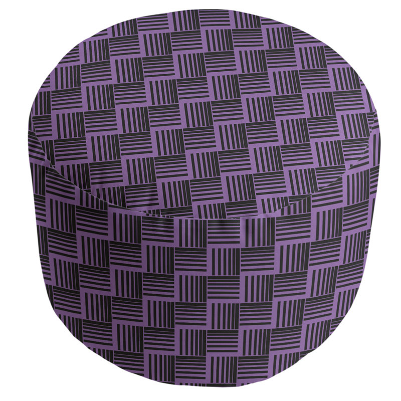 Upholstered Pouf, Black/Violet