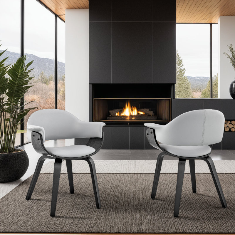 18'' H Upholstered Armchair, Gray, Black, Black