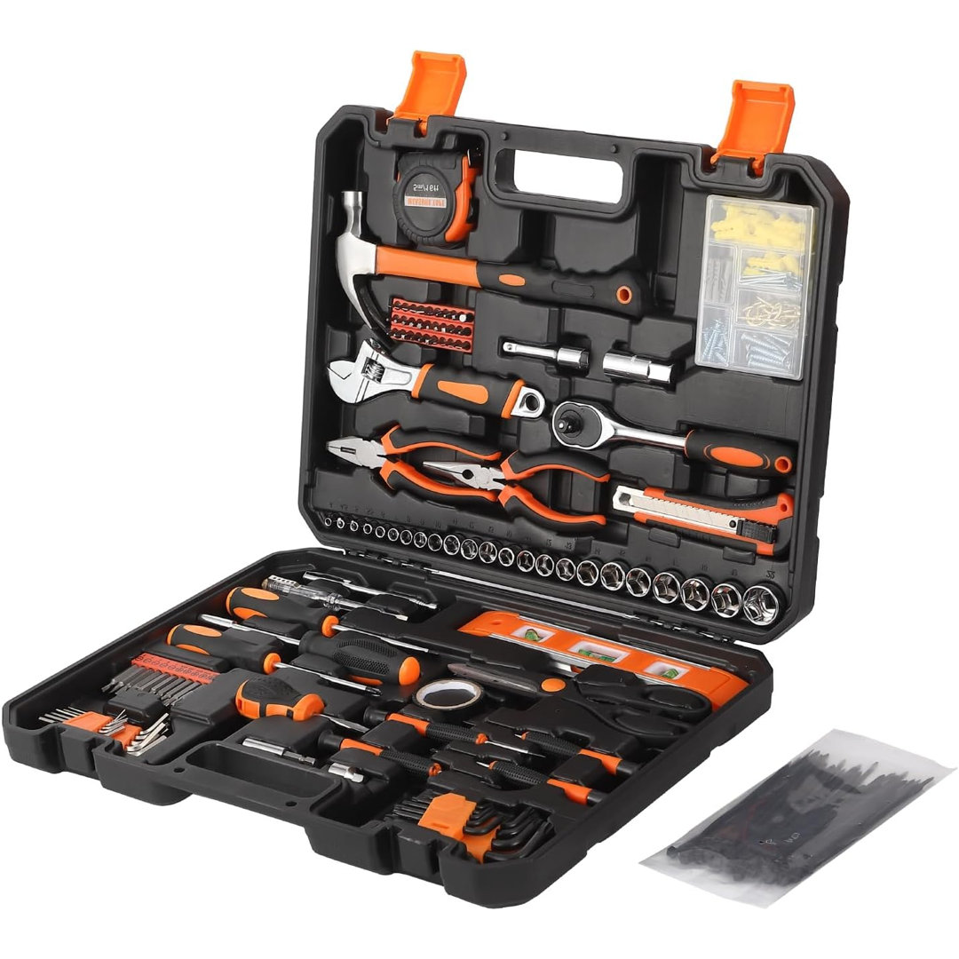 247 Piece Home Repair Tool Kit, General Household Home Repair Tool Set, General Mechanic Hand Tool Set, Household Tool Kit with Plastic Toolbox Storag