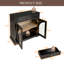 Buffet moderne en MDF de 81 cm (32 po) avec 2 tiroirs et 2 portes vitrées cintrées, fini bois noir-278126699