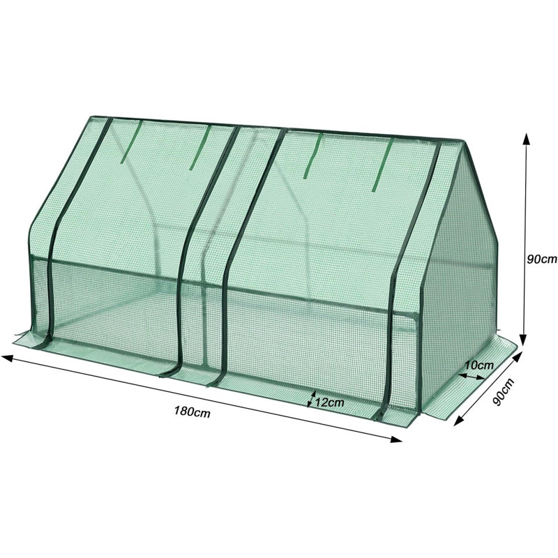 Braea 6 Ft W x 3 Ft D Mini Greenhouse, Green