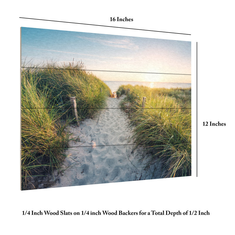 Stefan Hefele  To The Beach Wood Slat Art, H 18 po x l 22 po
