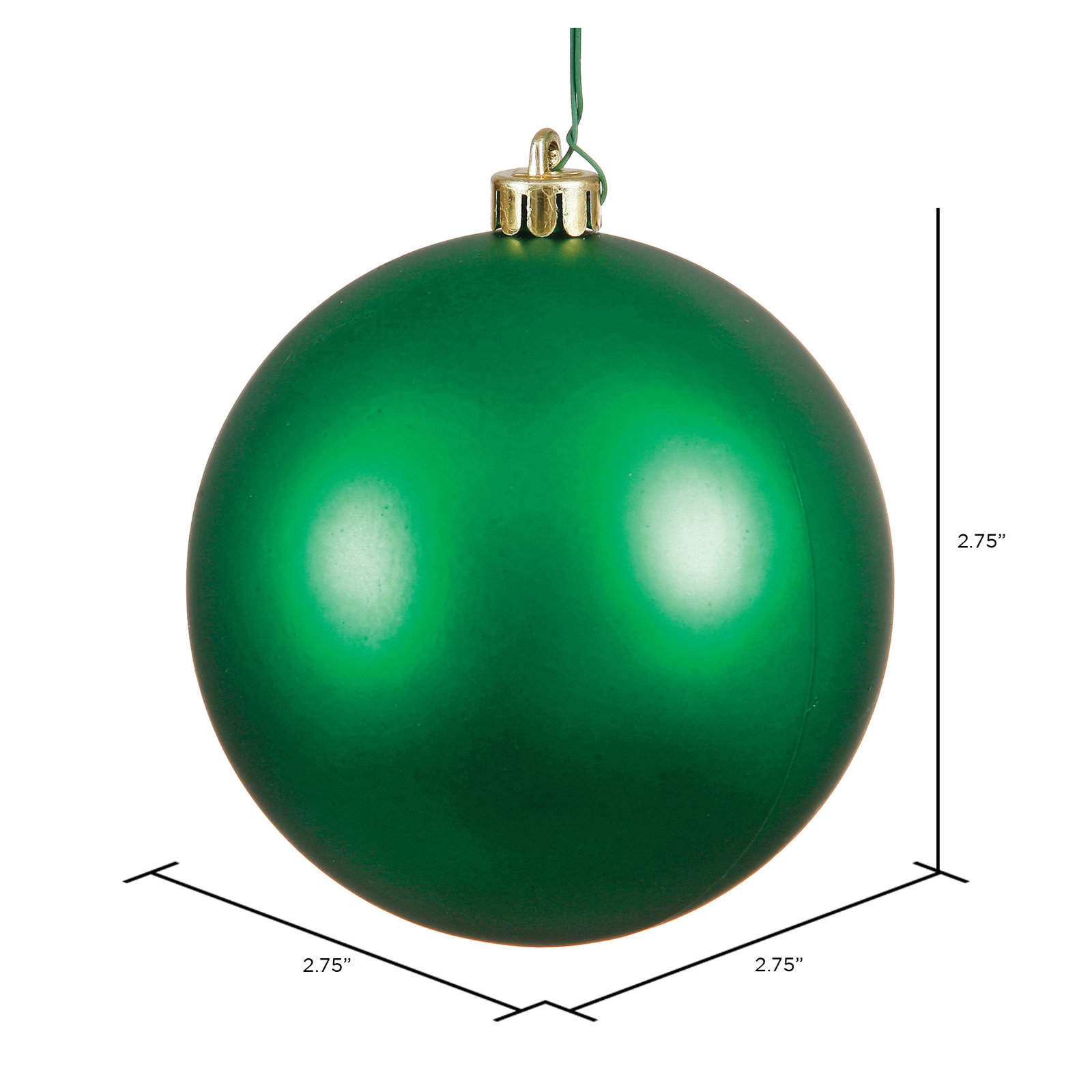 The Holiday Aisle® 3" Shatterproof Bauble, 2.75" H x 2.75" W x 2.75" D, Green