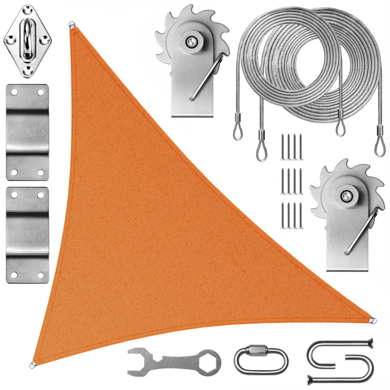12' Orange Waterproof HDPE Triangle Shade Sail
