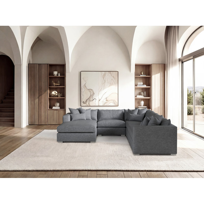 Sectional, Dark Gray Polyester