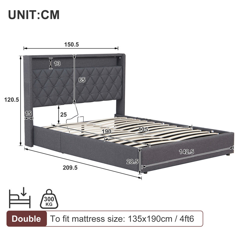 Ottoman Storage Bed, Double (4'6)