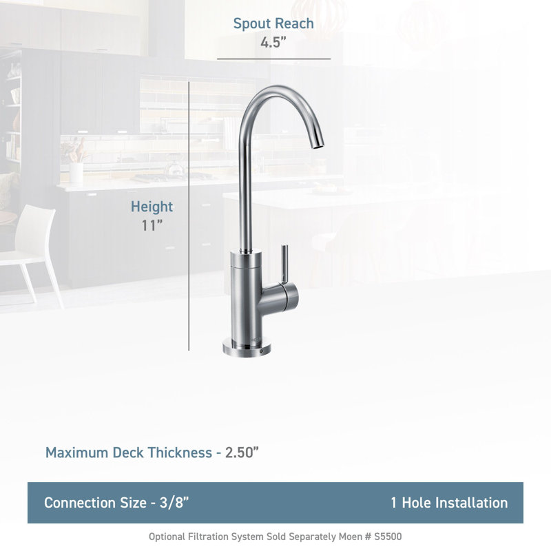 Moen SIP Modern Cold Water Kitchen Beverage Faucet with Optional Filtration System, Spot Resist Stainless