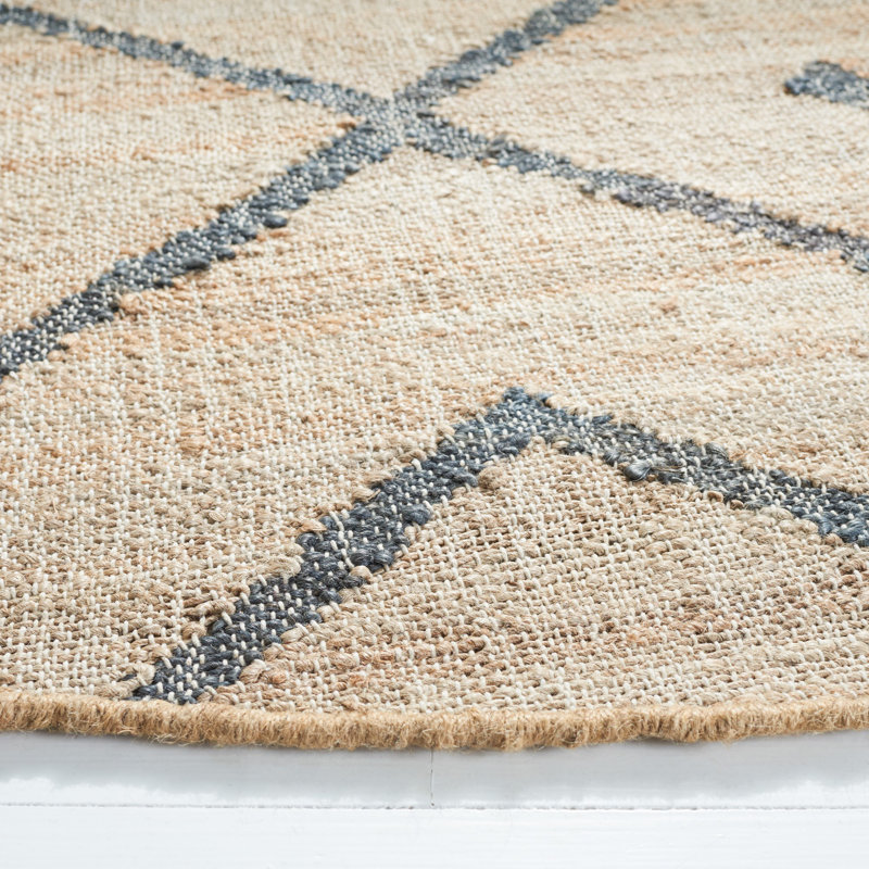 Tapis géométrique en jute tissé à la main Hawes, Tapis de couloir 2 pi 3 po x 11 pi