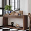 Console moderne cannelée à 2 tiroirs avec placage en bois naturel et canapé pour le salon, le couloir, l'entrée et le bureau-1122377876