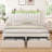 LED Bed Frame with 2 Drawers Pockets and Upholstered Wingback Headboard-99234378-99234377