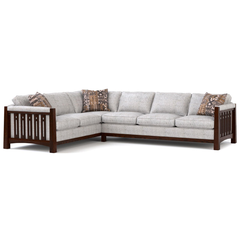 Highlands Sectional, Dark Brown Wood, Right Hand Facing