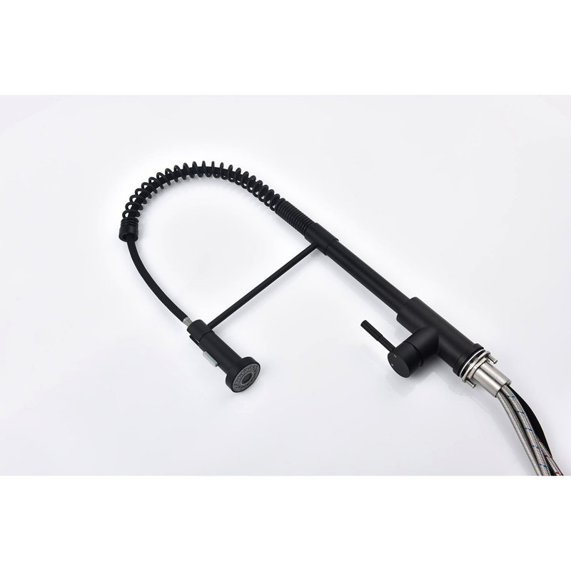 Robinet de cuisine rétractable en acier inoxydable noir mat, buse rotative à 360 °, deux réglages de débit d'eau pour des tâches pratiques Robinet rétractable noir, fabrication, fonctionnement par l'utilisateur