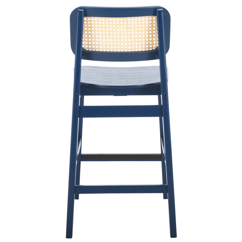 Luz Cane Counter Stool, Navy/Natural