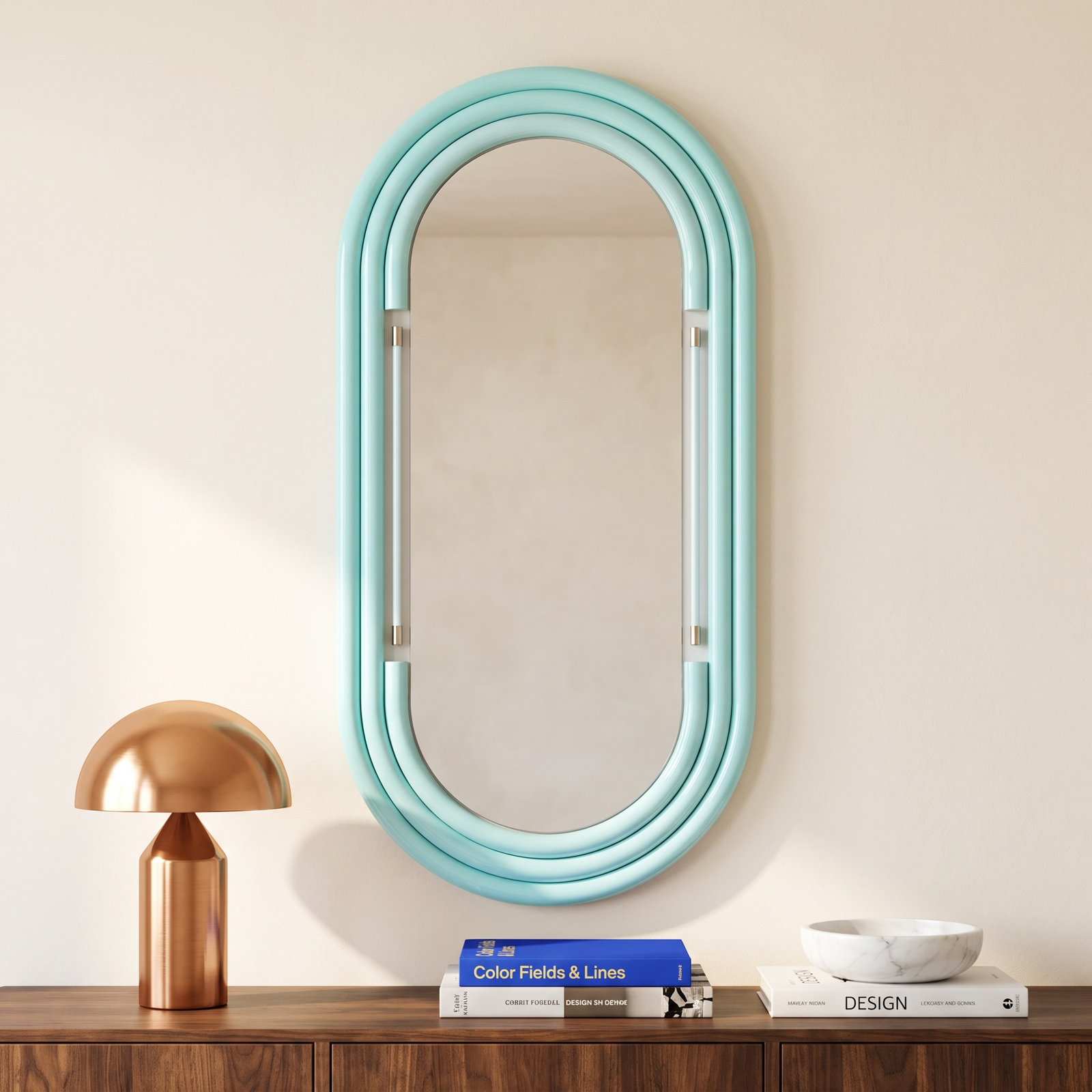 Piedmont Iron Oval Wall Mirror, Blue