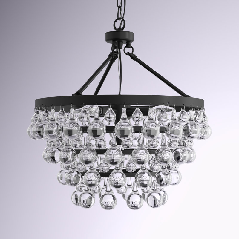 Lustre à 5 lumières en cristal Deonta, Noir mat