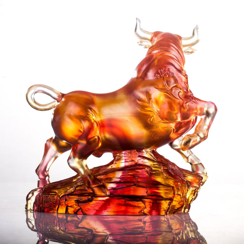 Ox Sculpture Easterly Winds Crystal Figurine