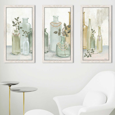 "Bouteilles en verre avec pampilles", impression sur acrylique 3 pièces