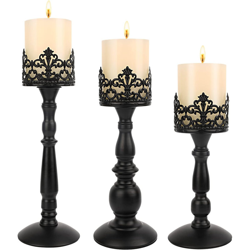 Ensemble de porte-bougie noir rétro