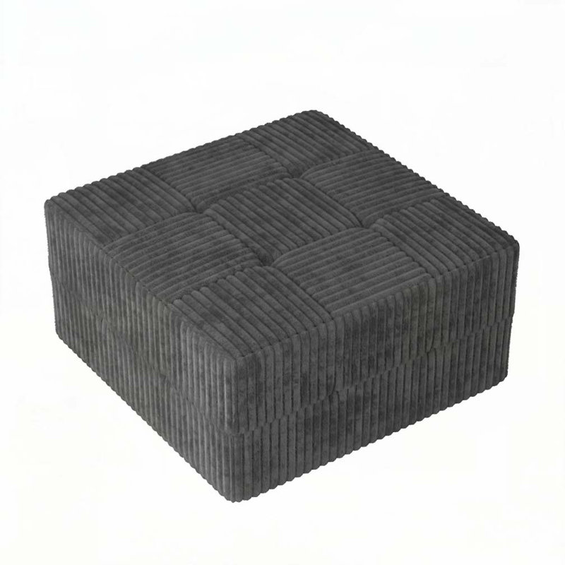 Corduroy Ottoman, Gray