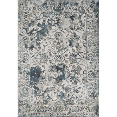 Tapis décoratif gris/bleu abstrait Mariann