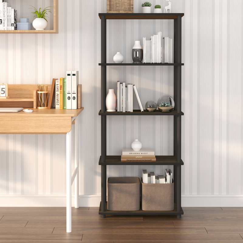 Bibliothèque à 5 niveaux avec tablettes ouvertes de 57,4 po, (5 tablettes) H 57,4 po x l 23,6 po x P 11,6 po
