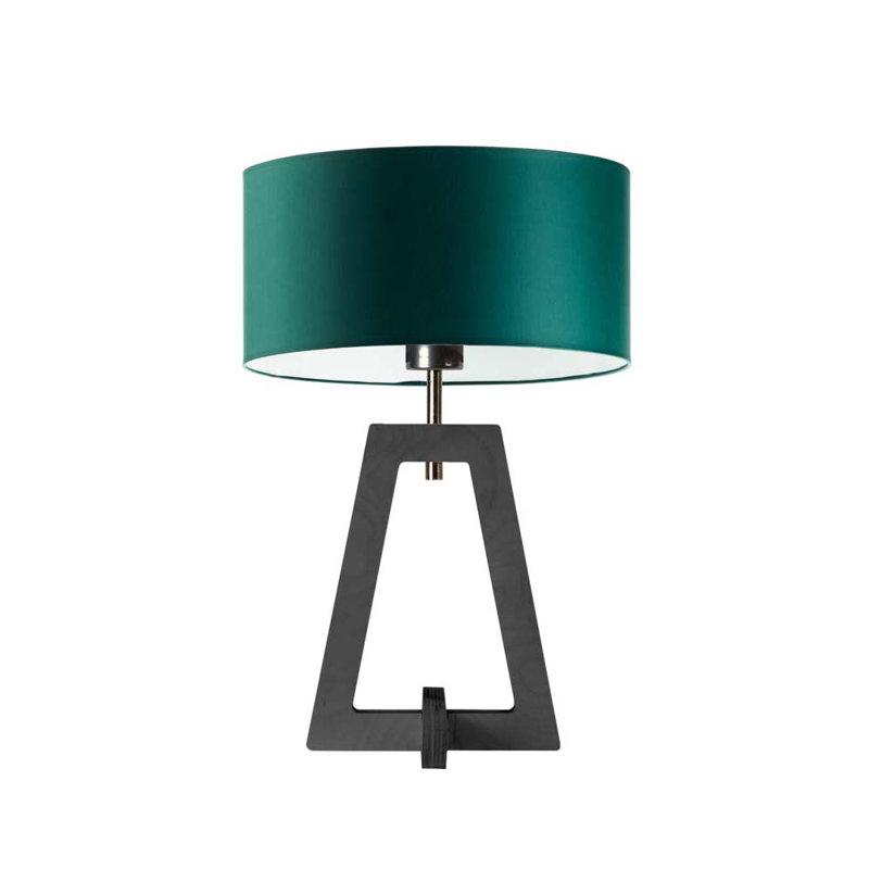 Addilyne Solid Wood Table Lamp, Bottle Green, Ashen Grey