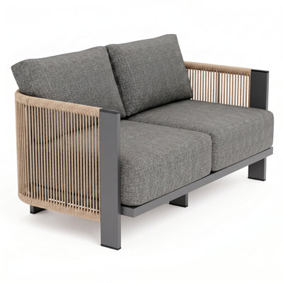 2-Person Aluminum Patio Loveseat with Olefin Cushions
