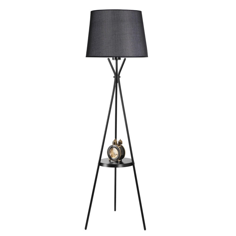 Luro Elegant Black Floor Lamp, Metal Body, 64.6 inches Tall | 17.7 inches Cap Diameter, 19.7 inches Foot Diameter | E27 Socket, Max 60W | On/Off Switch on Cable, Stylish Lighting for Modern Living Rooms & Bedrooms