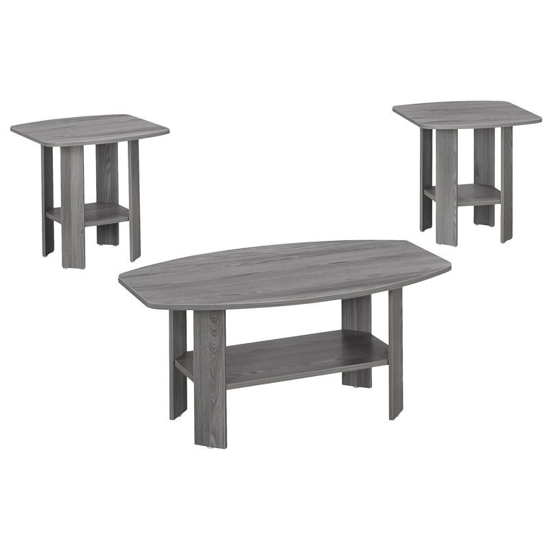 Ensemble de table en tyrène, ensemble de 3 pièces, café, bout, côté, décor, salon, stratifié, transitionnel, Gris