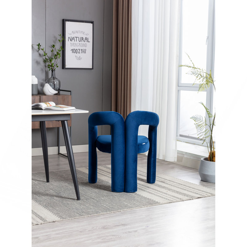 Ensemble de 2 fauteuils d'appoint / de salle à manger / de chaise de bar en tissu de velours de conception contemporaine (velours bleu marine)