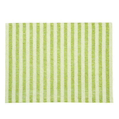 Restaurantware-16 x 12 Inch Dining Table Placemats, Set Of 6 Rectangle Kitchen Table Mats - Pink Stripes, Easy To Clean, Green Plastic Striped Placemats, Wipeable, Durable