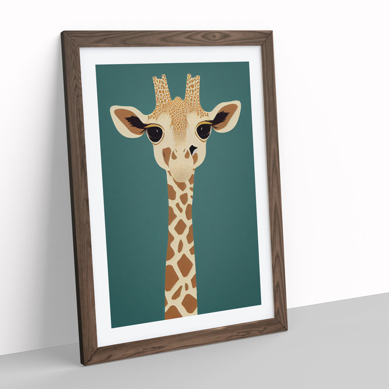 Giraffe No.3 - Single Picture Frame Print, 34cm H x 25cm W x 2cm D, Walnut 